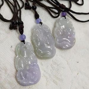 Purple lotus leaf partten Burmese jadeite pendent